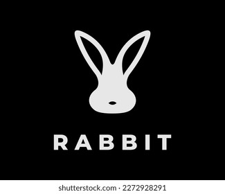Rabbit Bunny Hare Ears Easter Head Face Silhouette Flat Simple Minimalist Modern Vector Logo Design