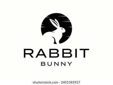 Rabbit bunny hare negative space logo icon vector design illustration