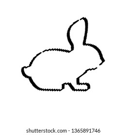 Rabbit, bunny, hare outline. Isolated on a white background, template for printing, design.