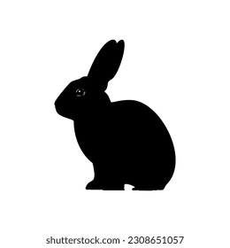Rabbit or Bunny or Hare Silhouette for Art Illustration, Logo Type, Pictogram, Apps, Website or Graphic Design Element. Vector Illustration