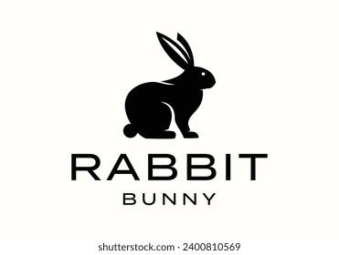 Rabbit bunny hare silhouette logo icon vector design illustration