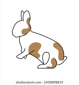Rabbit Bunny Hare Simple White Brown Fun Cartoon Doodle Line Clip Art