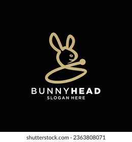 Rabbit bunny head Logo, Luxury Elegant with simple line art, monoline, outline style