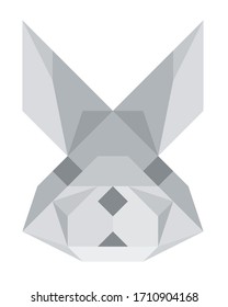 Rabbit bunny head low poly vector illustration. Geometric animal polygon design with straight lines and angles.