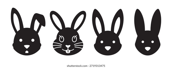 Conejo y Conejo Siluetas de la cabeza para Pascua Festiva y Vida Silvestre Animal Diseño
