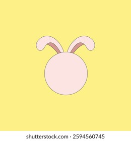 Rabbit bunny head vector illustration on yellow background. Animal icon