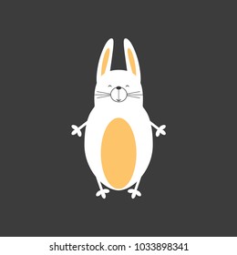 Rabbit bunny icon. Easter day Happy holiday card poster symbol. Fancy hand drawn comic cute white hair cartoon. Minimalism design. Fun animal sign. Festive event banner template. Vector illustration