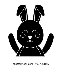 rabbit or bunny icon image vector illustration design  black and white