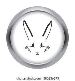Rabbit bunny icon on grey round background
