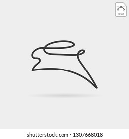 rabbit or bunny jump animal line art style logo template vector icon