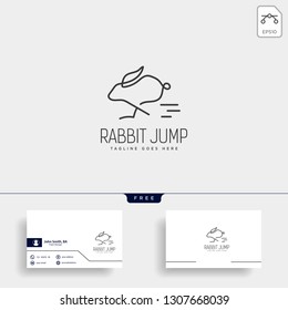 rabbit or bunny jump animal line art style logo template vector icon