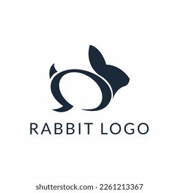 rabbit or bunny jumping fast logo vector concept element