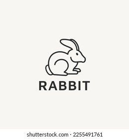 rabbit bunny logo design with line art style 2