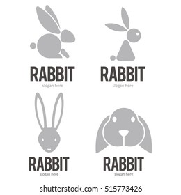 RABBIT BUNNY LOGO ICON SYMBOL EMBLEM TEMPLATE SET