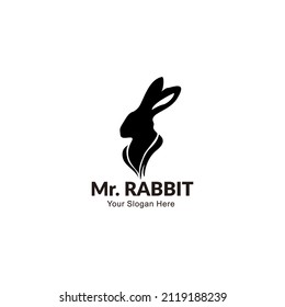 Rabbit bunny logo template design silhouette vector