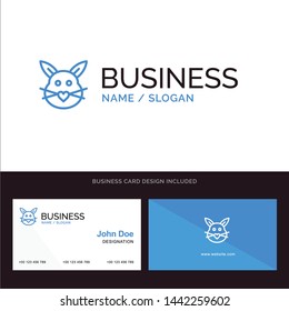 Rabbit, Bunny, Love, Cute, Easter Blue Business logo and Business Card Template. Front and Back Design