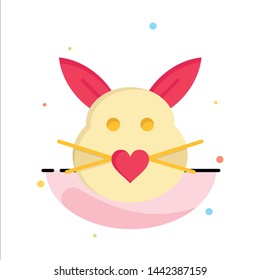 Rabbit, Bunny, Love, Cute, Easter Abstract Flat Color Icon Template