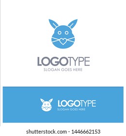 Rabbit, Bunny, Love, Cute, Easter Blue Solid Logo with place for tagline