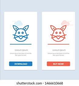 Rabbit, Bunny, Love, Cute, Easter  Blue and Red Download and Buy Now web Widget Card Template. Vector Icon Template background