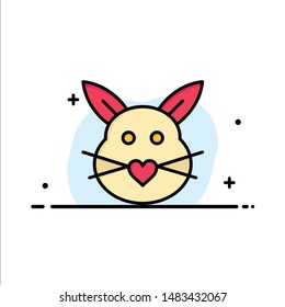Rabbit, Bunny, Love, Cute, Easter Business Logo Template. Flat Color