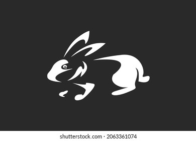 Rabbit, bunny negative space vector logo