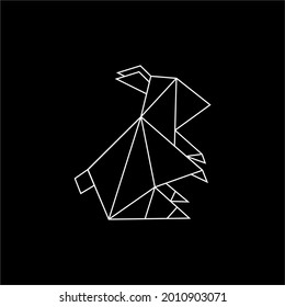 Rabbit or Bunny Polygonal Lines, can use for Logo, Pictogram, Cute Animal Figure, Website, Apps, or Graphic Design Element. Vector Illustration