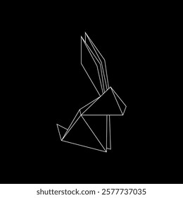 Rabbit or Bunny Polygonal Lines, can use for Logo, Pictogram, Cute Animal Figure, Website, Apps, or Graphic Design Element. Vector Illustration