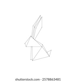 Rabbit or Bunny Polygonal Lines, can use for Logo, Pictogram, Cute Animal Figure, Website, Apps, or Graphic Design Element. Vector Illustration