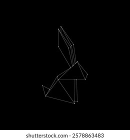 Rabbit or Bunny Polygonal Lines, can use for Logo, Pictogram, Cute Animal Figure, Website, Apps, or Graphic Design Element. Vector Illustration