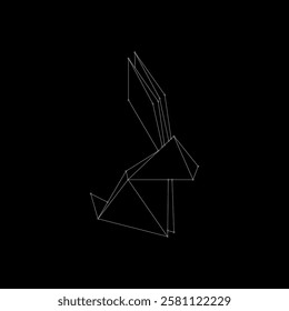 Rabbit or Bunny Polygonal Lines, can use for Logo, Pictogram, Cute Animal Figure, Website, Apps, or Graphic Design Element. Vector Illustration