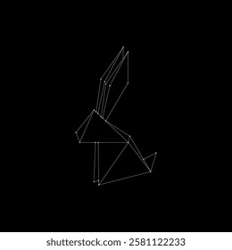 Rabbit or Bunny Polygonal Lines, can use for Logo, Pictogram, Cute Animal Figure, Website, Apps, or Graphic Design Element. Vector Illustration