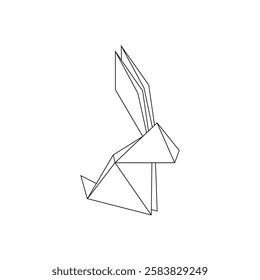Rabbit or Bunny Polygonal Lines, can use for Logo, Pictogram, Cute Animal Figure, Website, Apps, or Graphic Design Element. Vector Illustration
