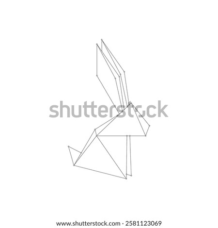 Rabbit or Bunny Polygonal Lines, can use for Logo, Pictogram, Cute Animal Figure, Website, Apps, or Graphic Design Element. Vector Illustration