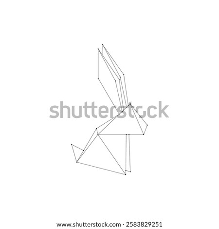 Rabbit or Bunny Polygonal Lines, can use for Logo, Pictogram, Cute Animal Figure, Website, Apps, or Graphic Design Element. Vector Illustration