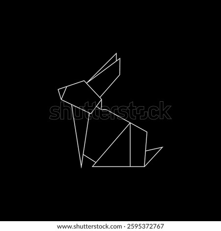 Rabbit or Bunny Polygonal Lines, can use for Logo, Pictogram, Cute Animal Figure, Website, Apps, or Graphic Design Element. Vector Illustration
