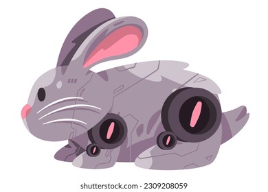 Rabbit bunny robot toy animal robotic creature  machine futuristic cyborg illustration graphic