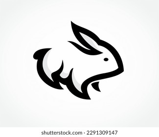 rabbit bunny run carefully art logo design template illustration inspiration