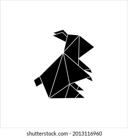 Rabbit or Bunny Shape Inspired by Origami Form, can use for Logo, Pictogram, Cute Animal Figure, Website, Apps, or Graphic Design Element. Vector Illustration