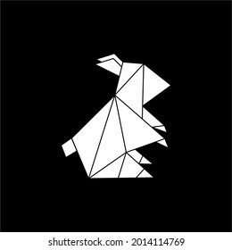 Rabbit or Bunny Shape Inspired by Origami Form, can use for Logo, Pictogram, Cute Animal Figure, Website, Apps, or Graphic Design Element. Vector Illustration