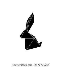 Rabbit or Bunny Shape Inspired by Origami Form, can use for Logo, Pictogram, Cute Animal Figure, Website, Apps, or Graphic Design Element. Vector Illustration