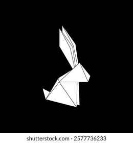 Rabbit or Bunny Shape Inspired by Origami Form, can use for Logo, Pictogram, Cute Animal Figure, Website, Apps, or Graphic Design Element. Vector Illustration