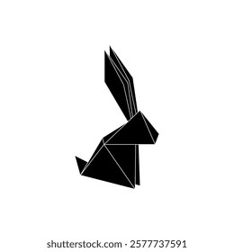 Rabbit or Bunny Shape Inspired by Origami Form, can use for Logo, Pictogram, Cute Animal Figure, Website, Apps, or Graphic Design Element. Vector Illustration