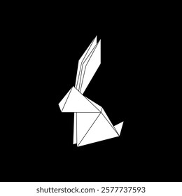 Rabbit or Bunny Shape Inspired by Origami Form, can use for Logo, Pictogram, Cute Animal Figure, Website, Apps, or Graphic Design Element. Vector Illustration