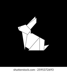 Rabbit or Bunny Shape Inspired by Origami Form, can use for Logo, Pictogram, Cute Animal Figure, Website, Apps, or Graphic Design Element. Vector Illustration