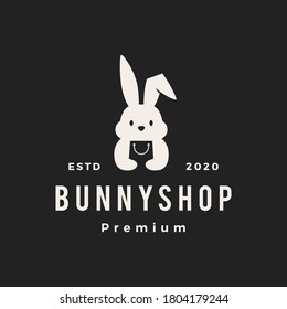 rabbit bunny shop store hipster vintage logo vector icon illustration