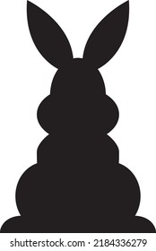 Rabbit bunny silhouette on white background. Vector rabbit silhouette ready for cutout. Vector illustration isolated for print and poster. Animal symbol design. Front view sitting Rabbit. EPS 10