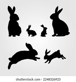 Vector de conejo y conejo Silhoutte