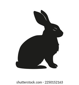 Rabbit bunny sitting silhouette Easter vector animal ear black shape spring graphic