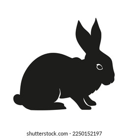 Rabbit bunny sitting silhouette Easter vector animal ear black shape spring graphic