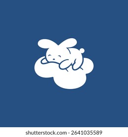 Rabbit, Bunny sleep comfortably icon design logo